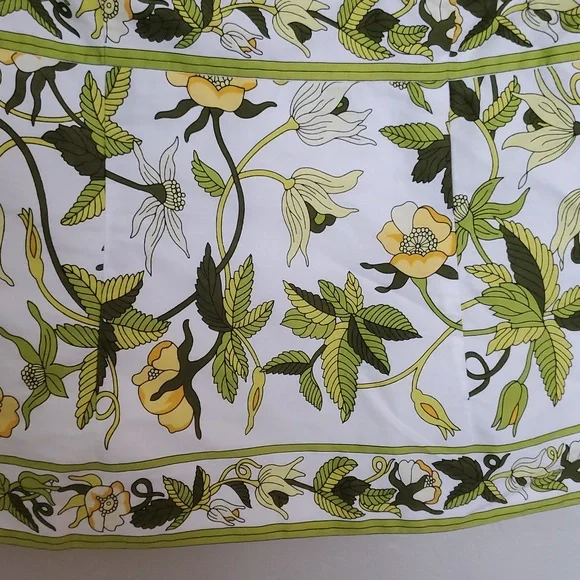 ANN TAYLOR YELLOW FLOWER GREEN LEAVES Dressy Fitted TANK TOP 100% Cotton LINED 6 - Picture 3 of 9